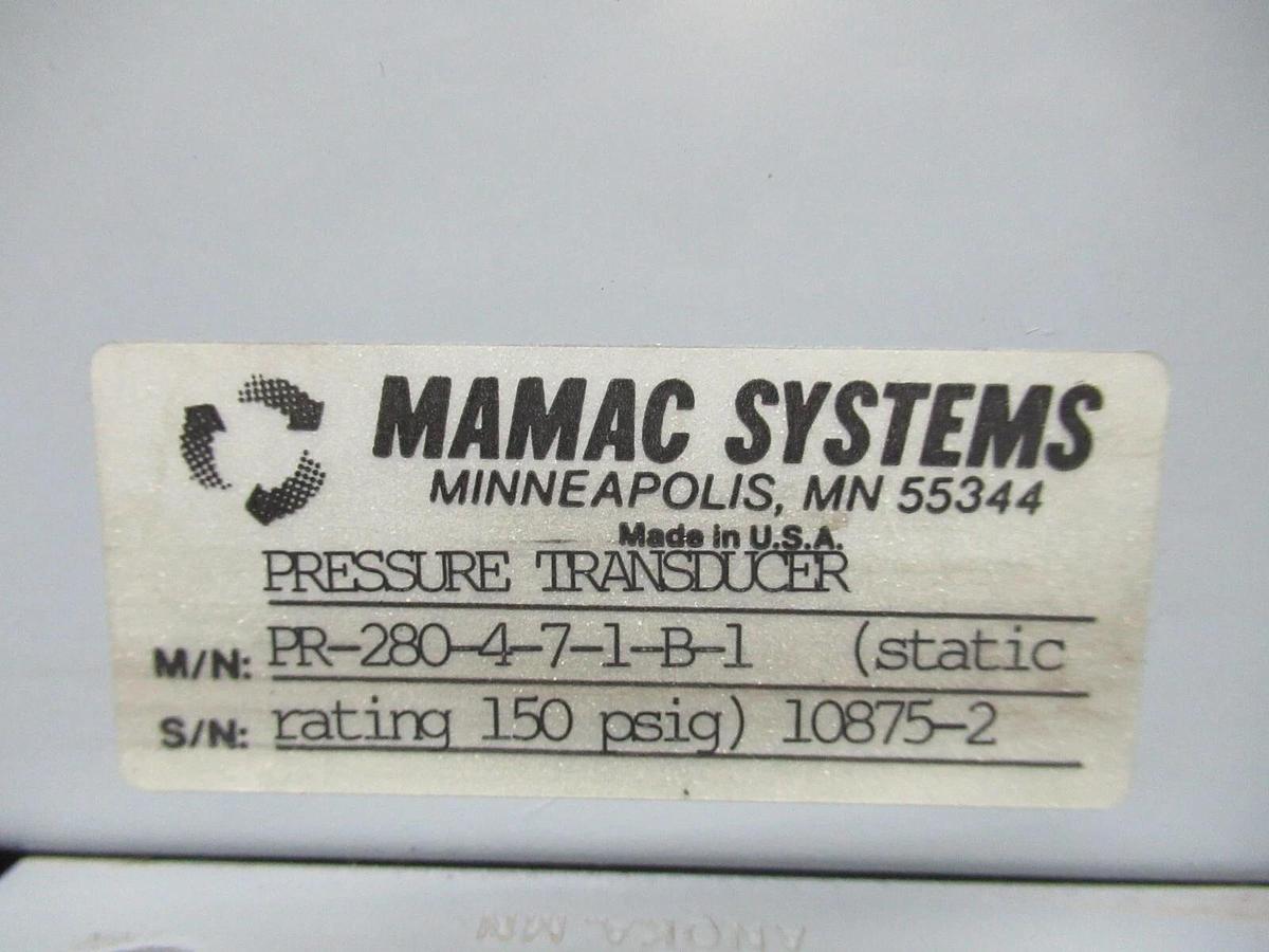 Used MAMAC SYSTEMS PRESSURE TRANSDUCER PR-280-4-7-1-B-1 **WARRANTY INCLUDED**