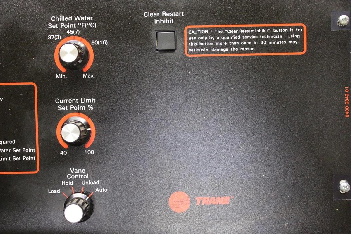 Used TRANE CHILLER CONTROL MODULE X13650345-06 W/ X13650344-02 & X13650343-01