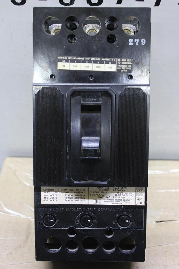 Used SQUARE D CIRCUIT BREAKER EH34015 15 AMP 480 VAC 3-POLE