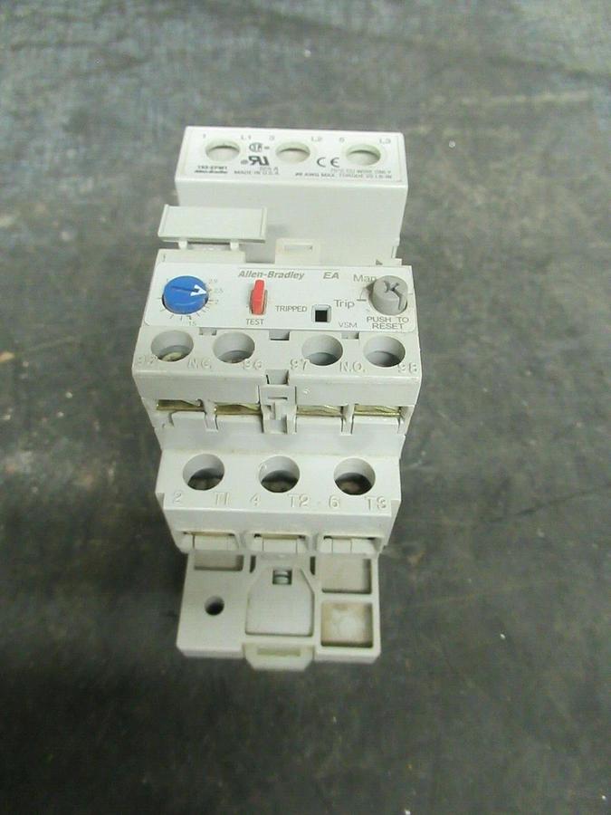 Used 2.9 AMP ALLEN BRADLEY OVERLOAD RELAY 193-EA1DB SER. B 600 VAC 3 POLE