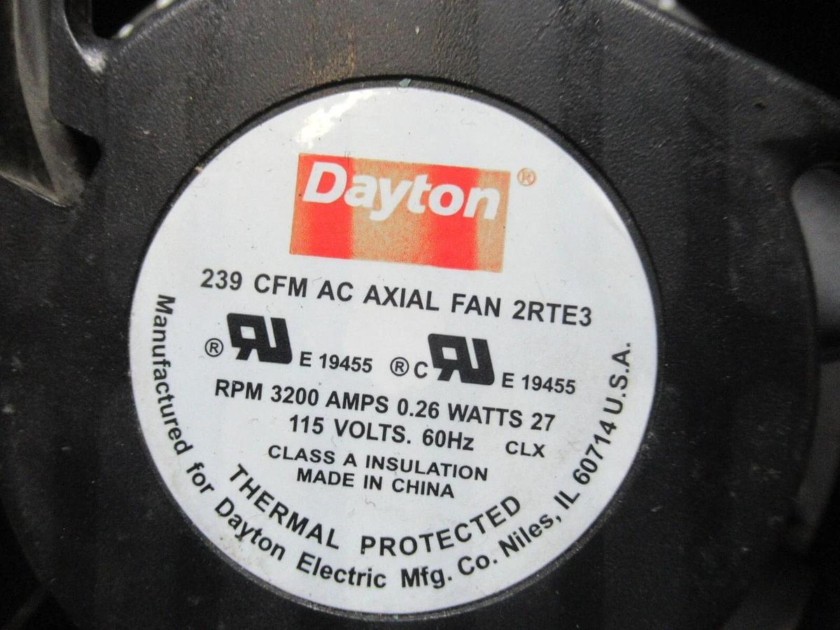 Used DAYTON AC AXIAL COOLING FAN 2RTE3 239 CFM 0.26 AMP 27 WATT 115 VOLT 3200 RPM