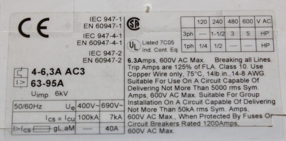 Used ABB MS325 MS 325 MANUAL MOTOR STARTER 4-6.3 AMP 600V 5 HP 3 PHASE *WARRANTY*