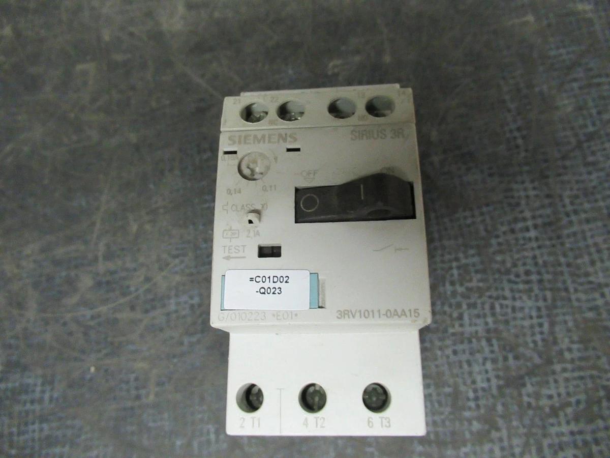 Used SIEMENS MANUAL MOTOR START 3RV1011-0AA15 600V 0.16A **WARRANTY INCLUDED**