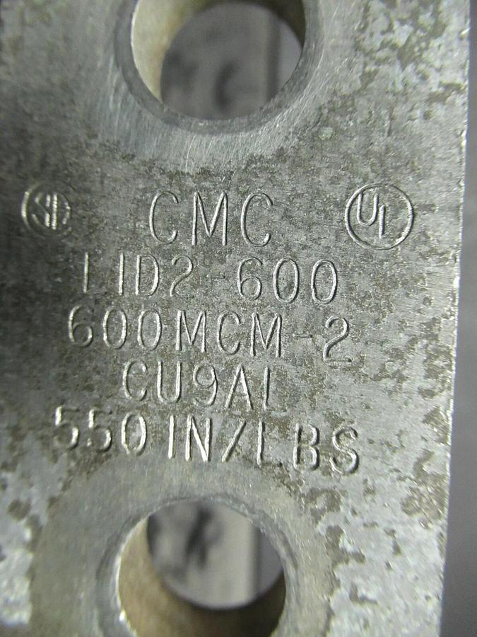 Used (3 QTY) CMC LID2-600 2 DOUBLE BARREL MECHANICAL CONNECTOR LUG TAP #2 - 600MCM