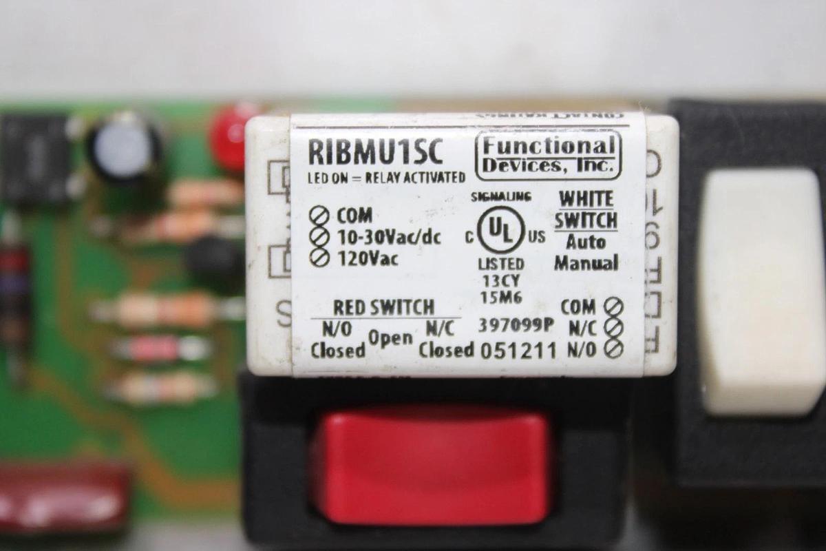 Used FUNCTIONAL DEVICES RELAY CIRCUIT BOARD RIBMU1SC CONTACT: 277 VAC COIL: 120 VAC