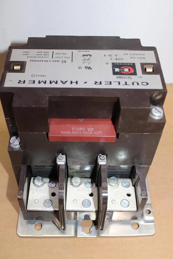 Used CUTLER HAMMER CONTACTOR C832KN9 200 AMP 3-PHASE 3-POLE COIL: 120 VAC *WARRANTY*
