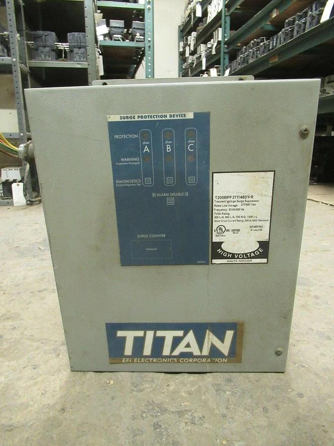 TITAN TRANSIENT VOLTAGE SURGE SUPPRESSOR T200BPF277/480Y-R 277/480 VAC 400 HZ