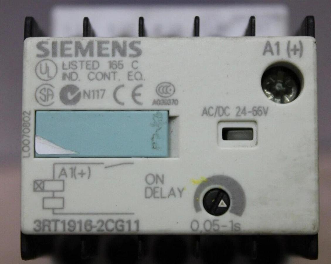 Used SIEMENS CONTACTOR 3RT1016-1AB01 20A 600V 5HP W/ 3RT1916-2CG11 TIME DELAY RELAY