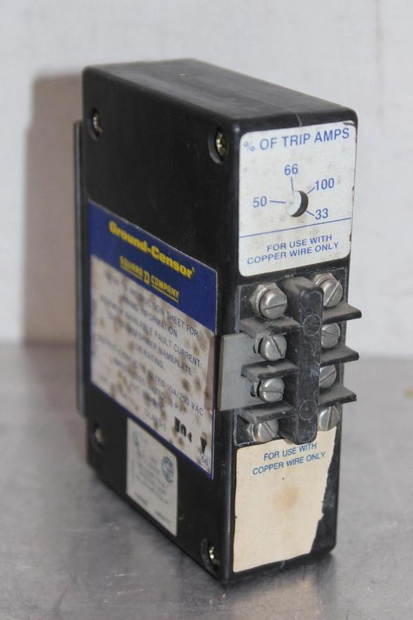 Used SQUARE D GROUND CENSOR RELAY GA-12 10 AMP 250 VAC ADJUSTABLE TRIP *WARRANTY*