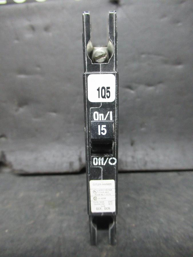 Used CUTLER-HAMMER CIRCUIT BREAKER QCR1015 15 AMP 240 VAC SINGLE POLE TYPE: HACR