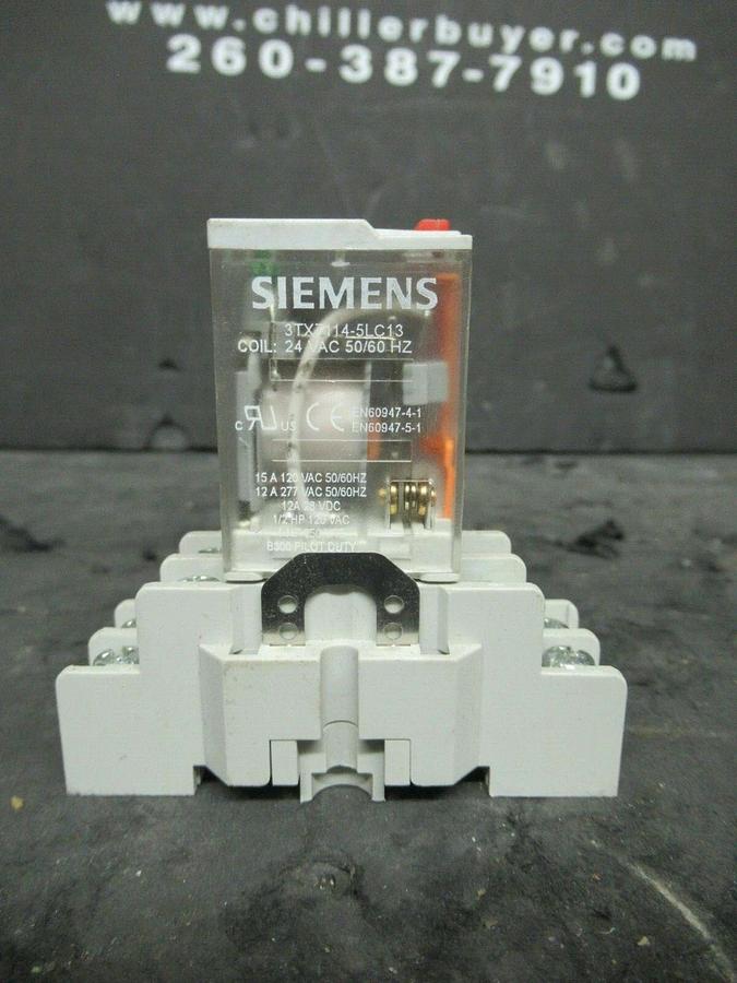 Used SIEMENS 3TX7114-5LC13 RELAY 15 AMP 277 VAC W/ 3TX7144-1E6 BASE COIL: 24 VAC