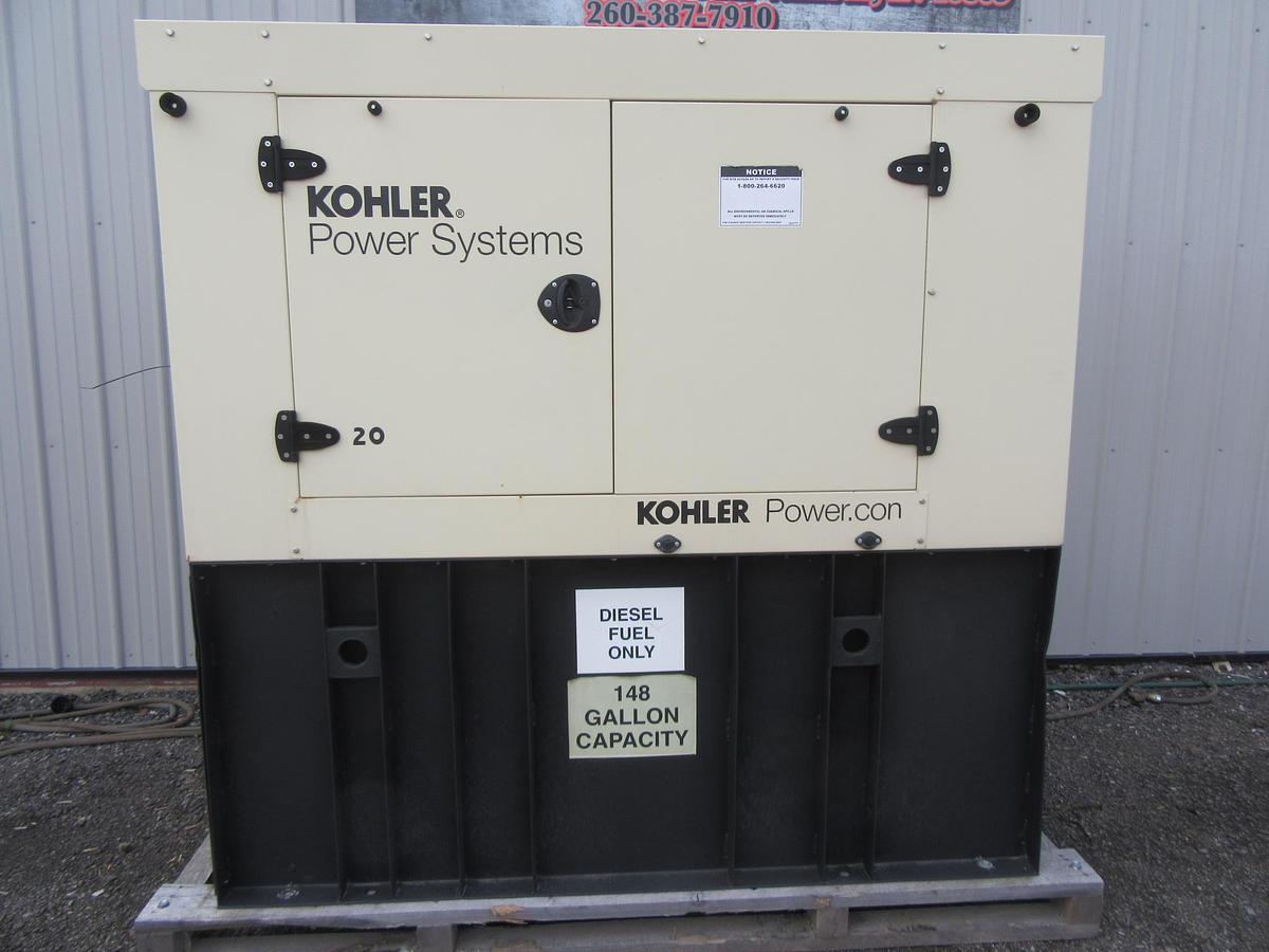 Used 20 KW DIESEL GENERATOR KOHLER 120/240V 20REOZK ENCLOSED ONLY 102 HRS