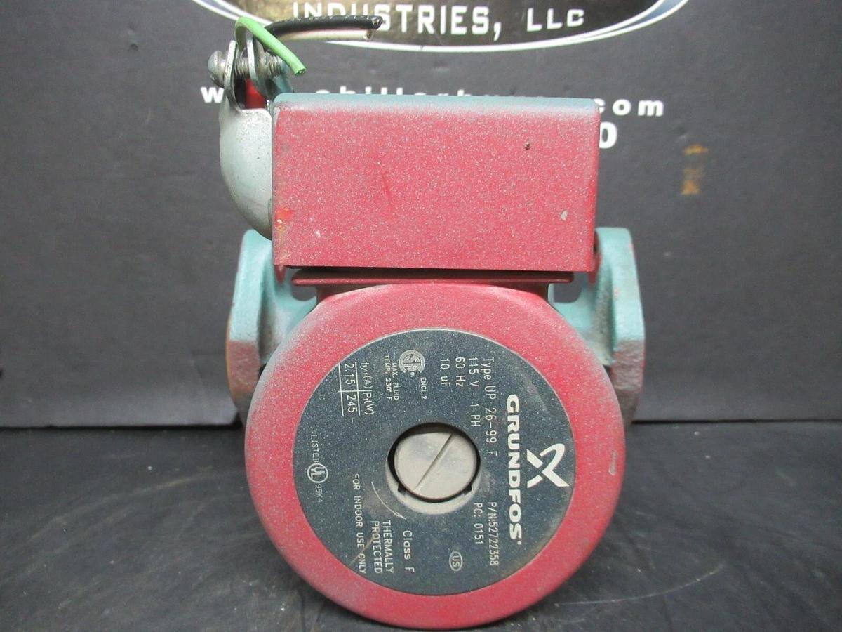 Used GRUNDFOS CIRCULATORY PUMP 52722358 UP-26-99-F 115 VOLT 2.15 AMP 245 WATT