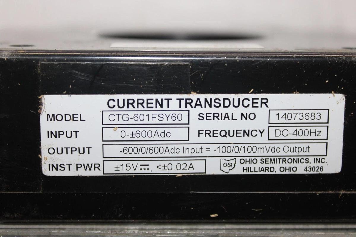 Used OHIO SEMITRONICS CURRENT TRANSDUCER CTG-601FSY60 600 VAC 400 HZ *WARRANTY*