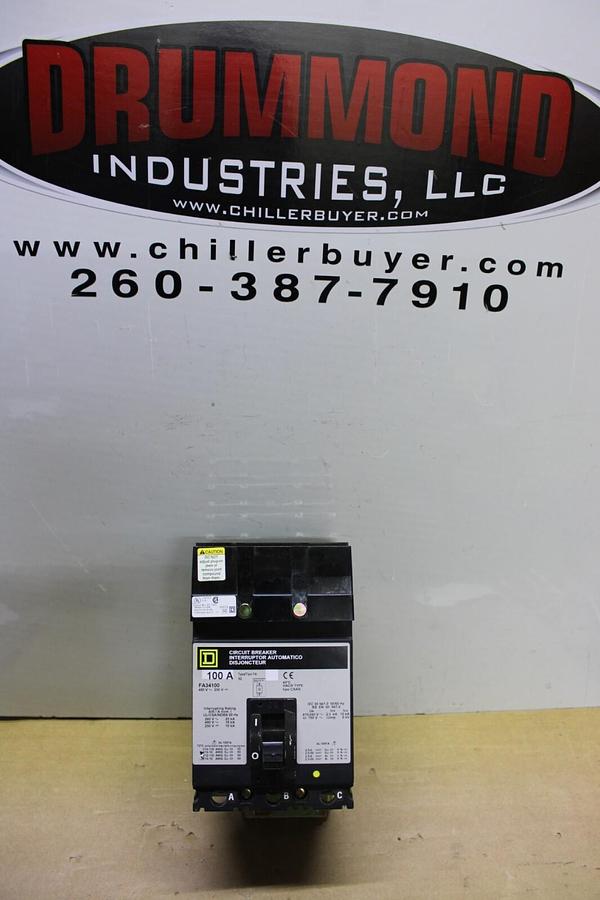 Used SQUARE D I-LINE CIRCUIT BREAKER FA34100 100 AMP 480 VAC 3-POLE **WARRANTY**