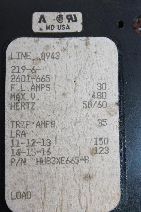 Used CUTLER-HAMMER CIRCUIT BREAKER NB36800PF 700 AMP TRIP 800 AMP FRAME 600 VAC 3-POLE