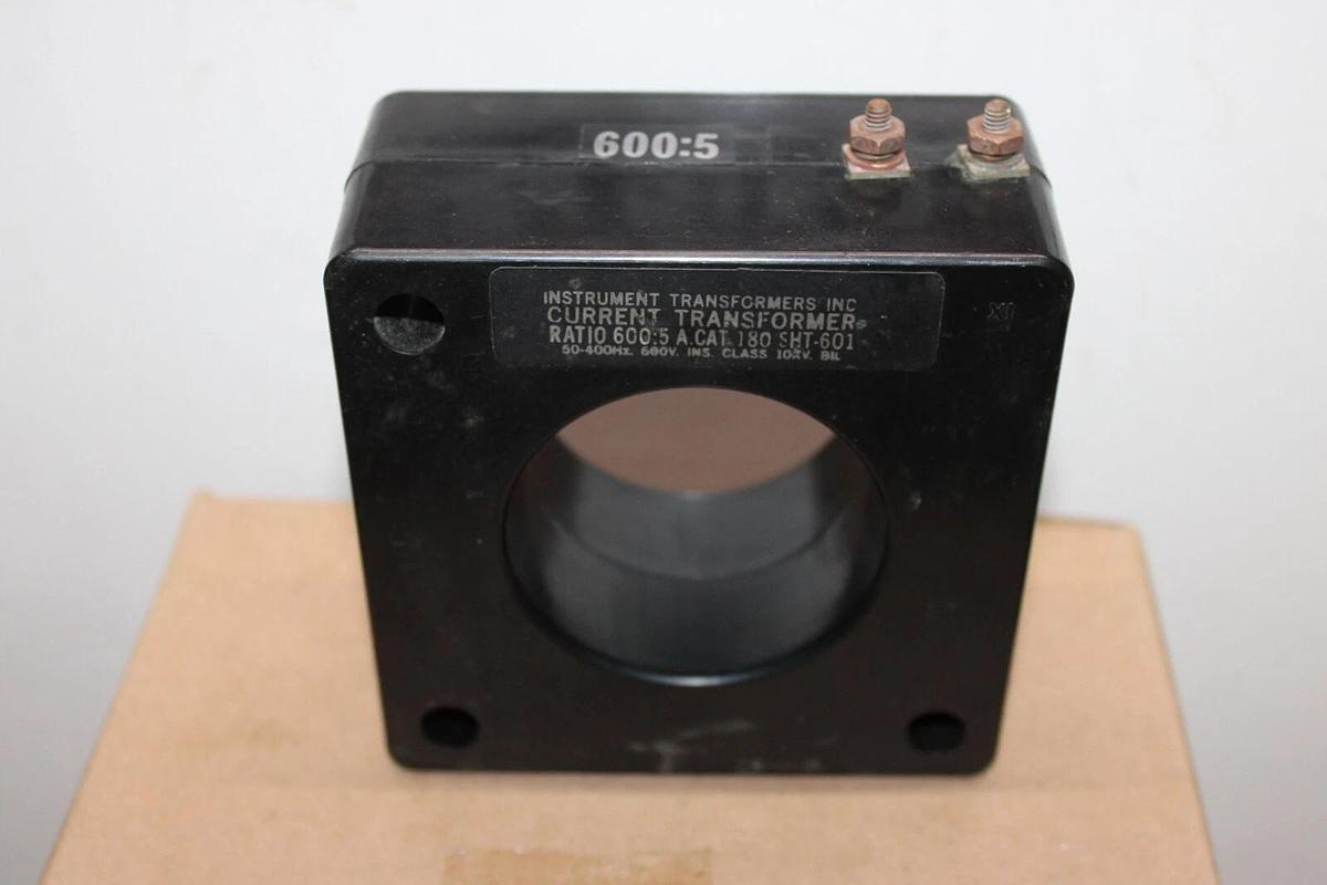 Used INSTRUMENT TRANSFORMER CURRENT TRANSFORMER 180-SHT-601 600:5 AMP 600V 50-400HZ