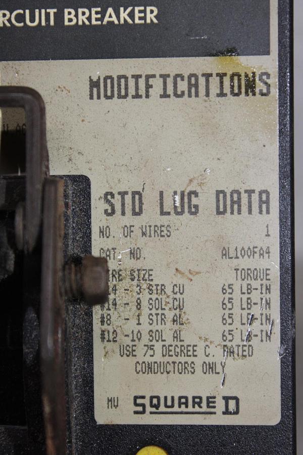 Used SQUARE D I-LINE CIRCUIT BREAKER FH36060 60 AMP 600 VOLT 3-POLE