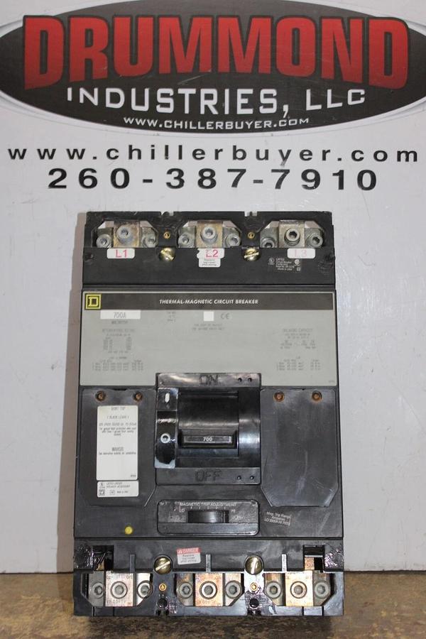 Used SQUARE D CIRCUIT BREAKER MAL36700 700 AMP 3-POLE 600 VAC W/ SHUNT TRIP