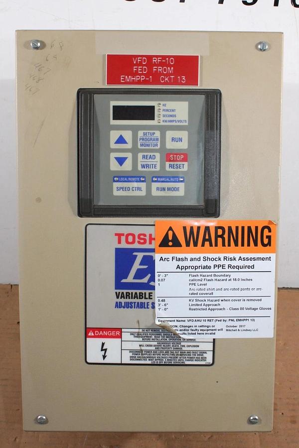 Used TOSHIBA 130E3 TRANSISTOR INVERTER VT130E3U4080A 8 KVA 460 VOLT 12 AMP