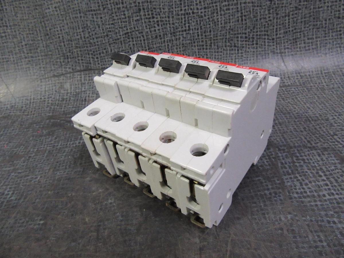 Used LOT OF 5 ABB S271 K6A CIRCUIT BREAKER 6 AMP 1 POLE 277 / 480 VOLT **WARRANTY!**