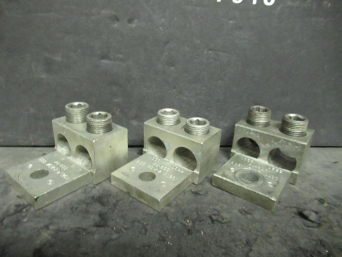 Used (3) QTY ILSCO D899  2 (DOUBLE) BARREL MECHANICAL CONNECTOR LUG TAPS 600MCM - 2