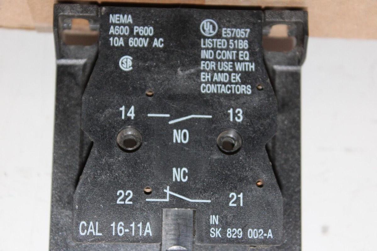 Used ABB AUXILIARY CONTACT BLOCK CAL-16-11A SK-829-002-A 10 AMP 600 VAC *WARRANTY*