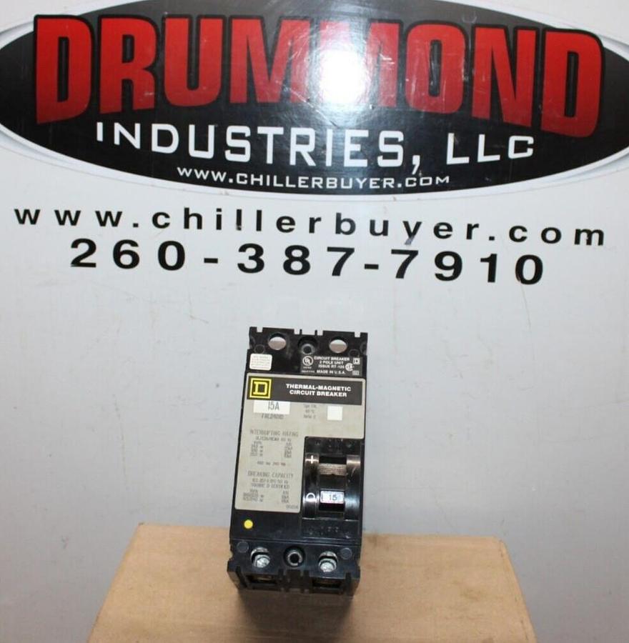 Used SQUARE D CIRCUIT BREAKER FAL24015 2-POLE 15 AMP 480 VAC *WARRANTY*