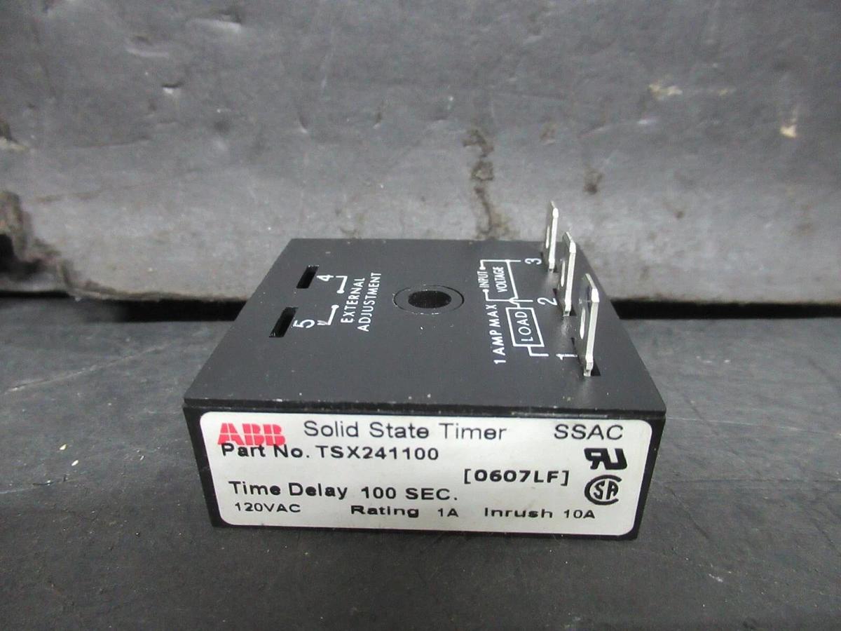 Used ABB / SSAC SOLID STATE TIMER TSX241100 TIME DELAY: 100 SEC 120 VAC 1 AMP