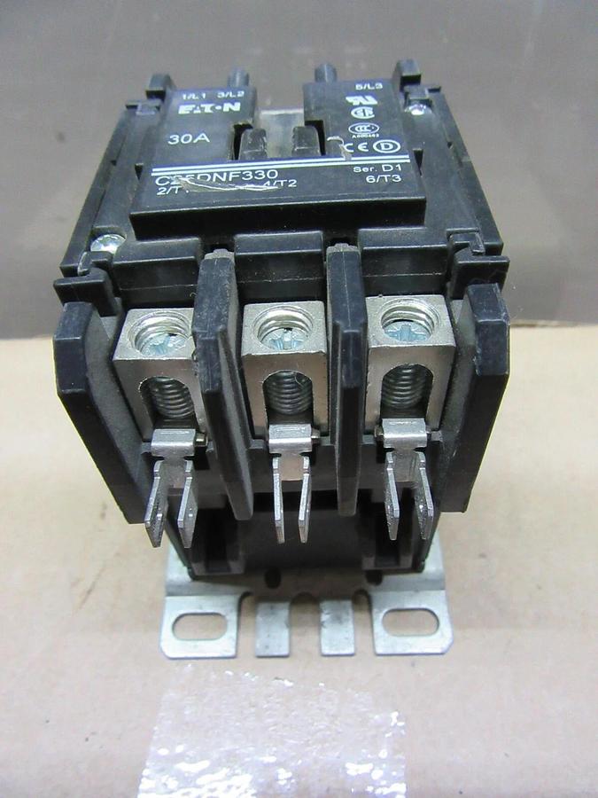Used EATON CONTACTOR C25DNF330 30 AMP 600 VAC 3-POLE 3-PHASE COIL: 120 VAC
