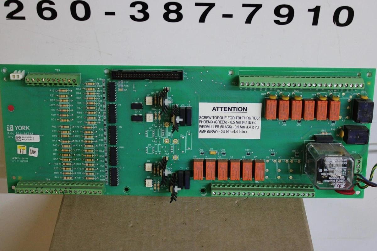 Used YORK CENTRIFUGAL CHILLER INPUT OUTPUT CONTROL 031-01743-001 REV. H