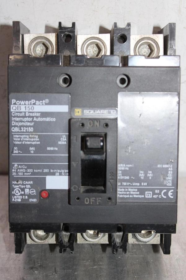 Used SQUARE D POWERPACT CIRCUIT BREAKER QBL32150 150 AMP 240 VAC 3-POLE *WARRANTY*
