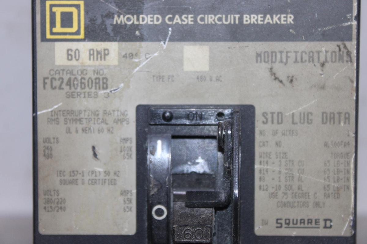 Used SQUARE D I-LINE CIRCUIT BREAKER FC34050 SERIES 3 50 AMP 480 VAC 3-POLE