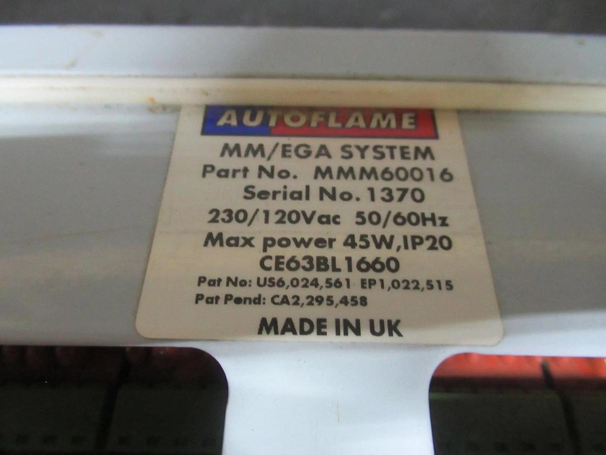 Used AUTOFLAME MM/EGA SYSTEM MM60016 MK. 6 230 VAC 45 W COMBUSTION MANAGEMENT SYSTEM