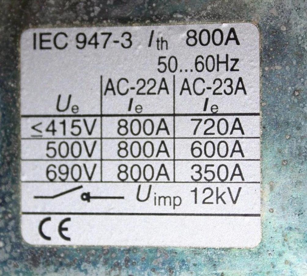 Used ABB SAFETY DISCONNECT SWITCH OETL-NF600A 600 VOLT 3-PHASE 500 HP 800 AMP