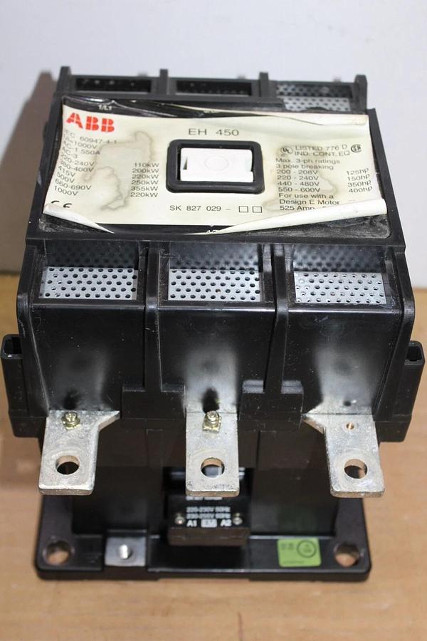 Used ABB CONTACTOR EH-450 525 AMP 600 VAC 3-PHASE 3-POLE 400 HP COIL: 220V