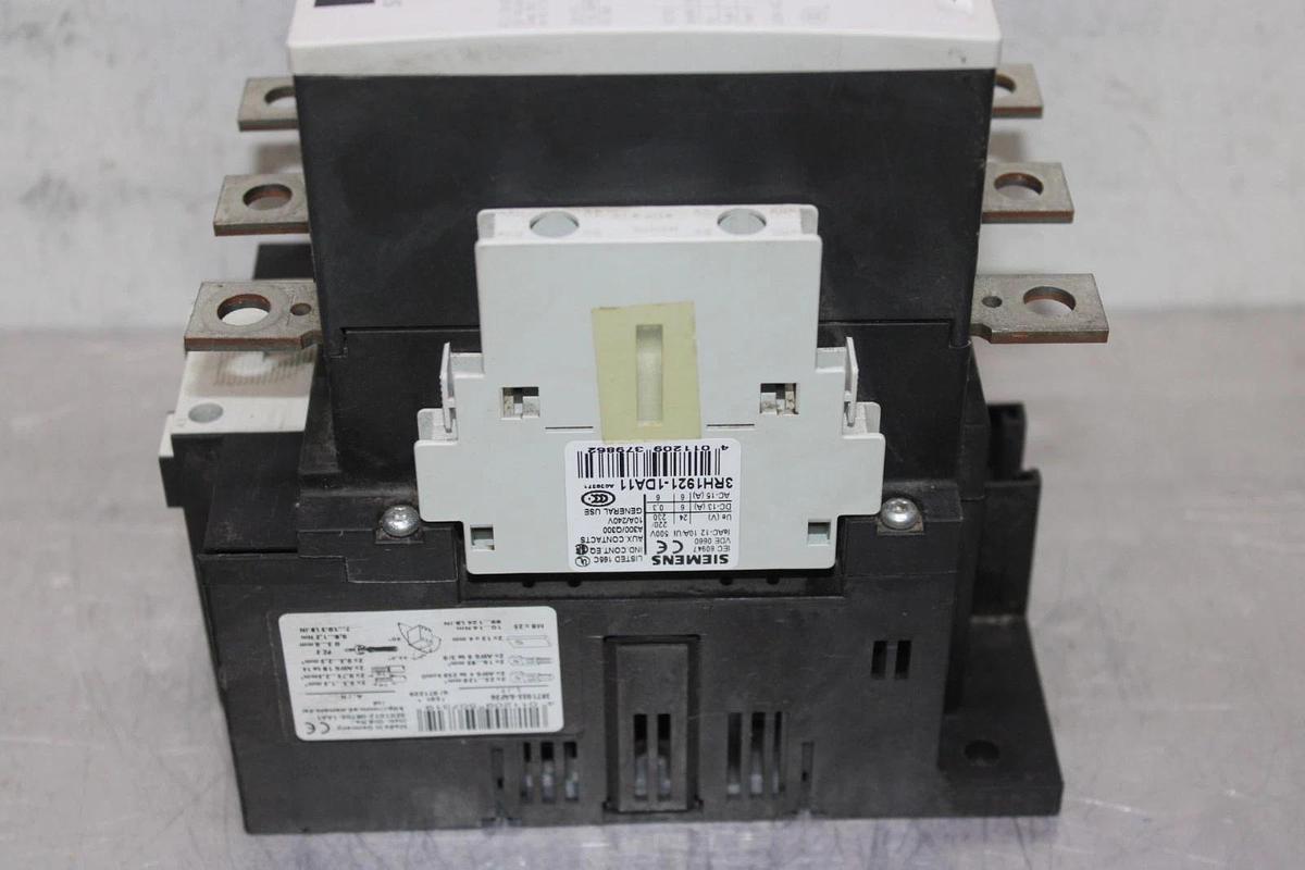 Used SIEMENS CONTACTOR 3RT1055-6...6 600 VAC 195 AMP 150 HP 3-POLE 3-PHASE COIL: 120V