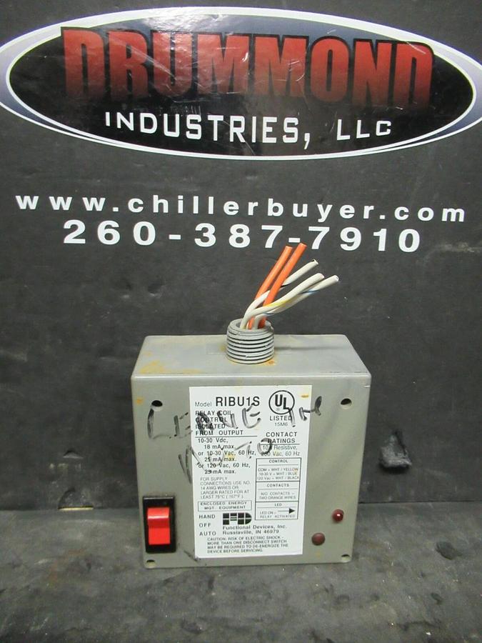 Used FUNCTIONAL DEVICES RIBU1S ENCLOSED PILOT RELAY 10 - 30 VDC / 120 VAC
