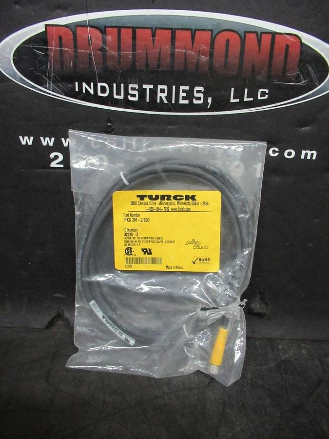 NEW IN BAG TURCK PKG-3M-2/S90 EUROFAST SINGLE-ENDED CORDSET M8 FEMALE