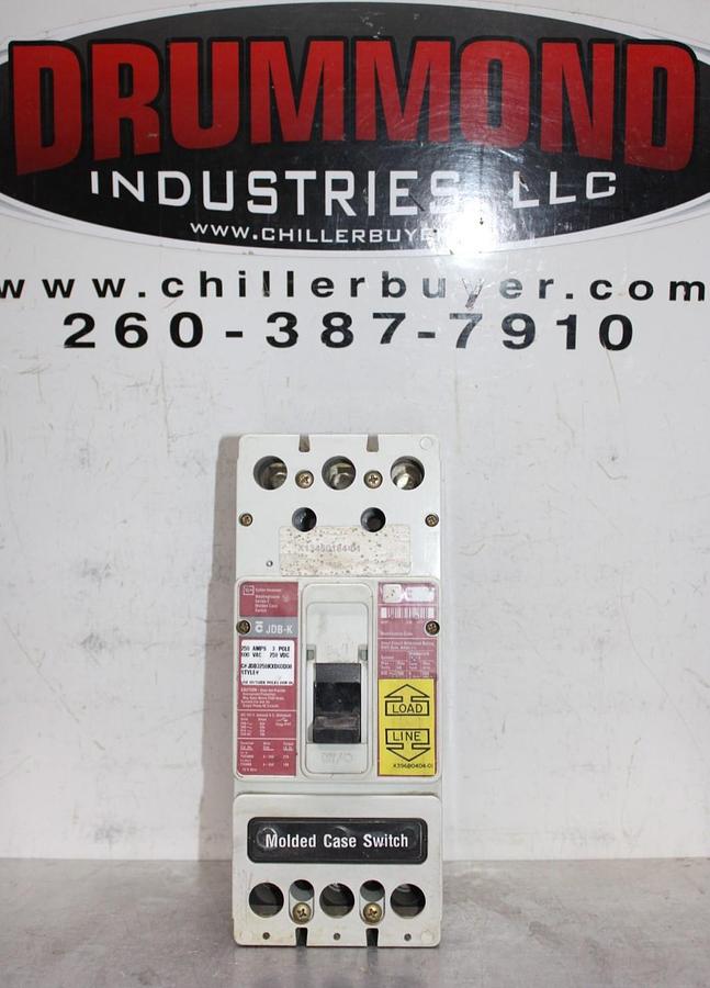Used CUTLER HAMMER MOLDED CASE SWITCH JDB3250KXD03D08 250 AMP 3-POLE 600 VAC