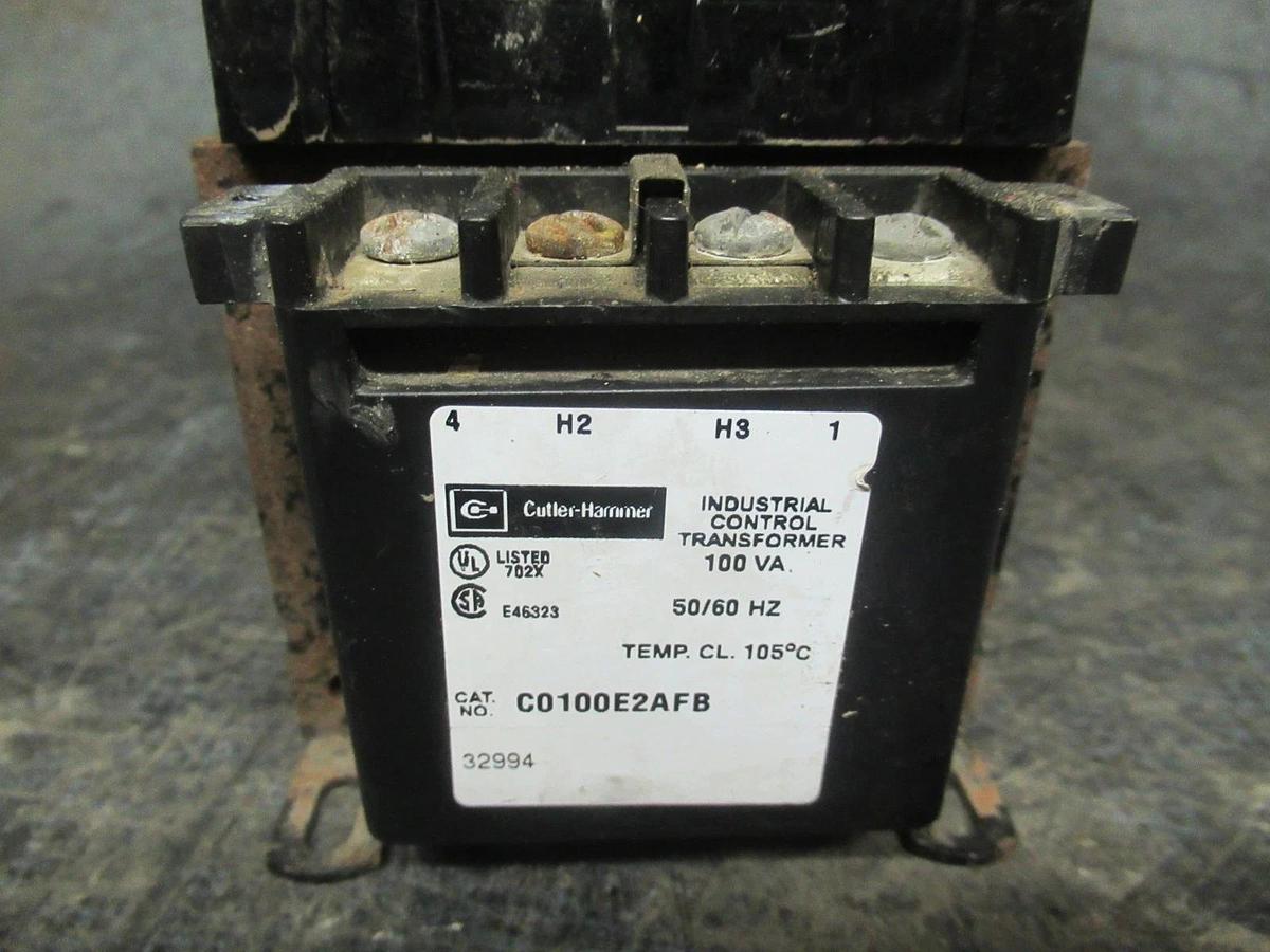Used CUTLER HAMMER CONTROL TRANSFORMER 480/240V TO 120 V 100VA (0.1 KVA) C0100E2AFB