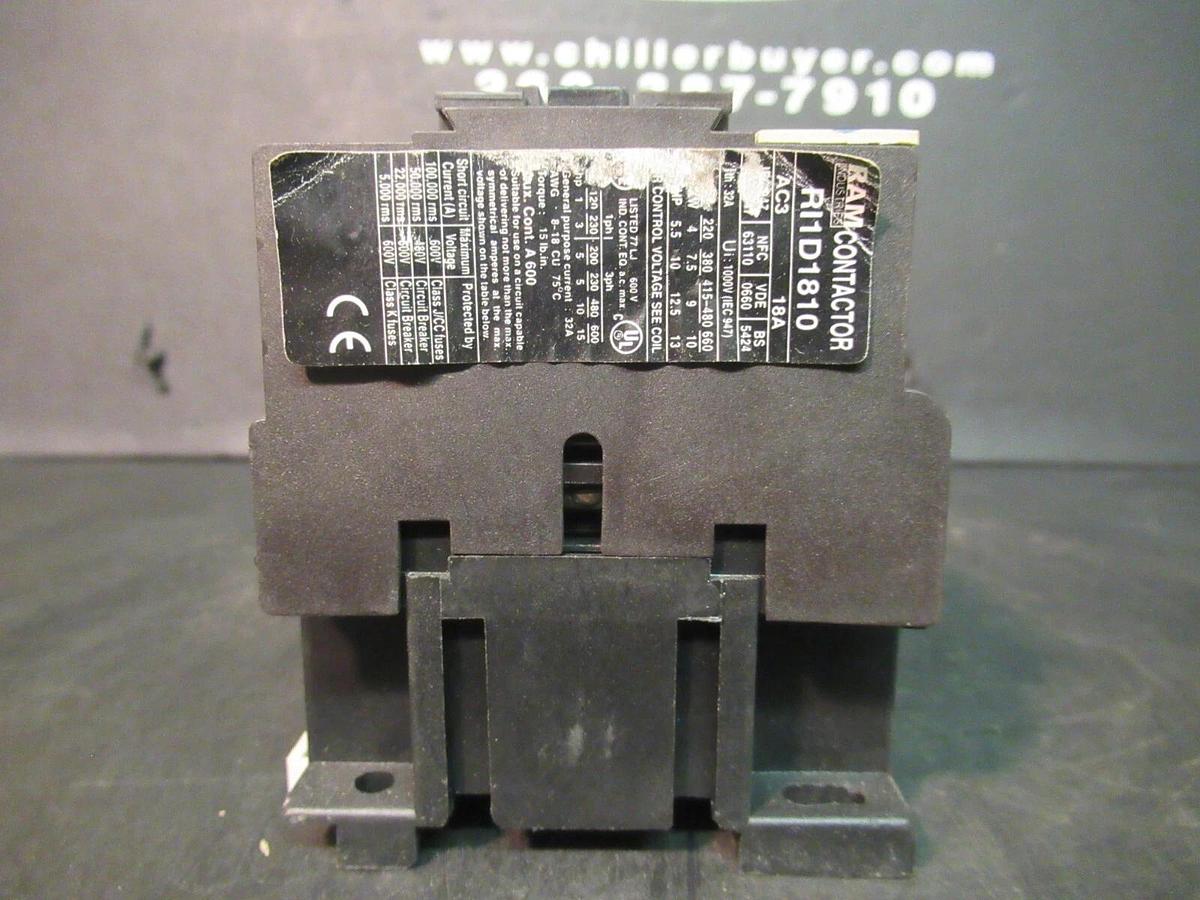 Used RAM CONTACTOR RI1D1840 RI1-D18-10 600 VAC 32 AMP 15 HP COIL: 120 VOLT