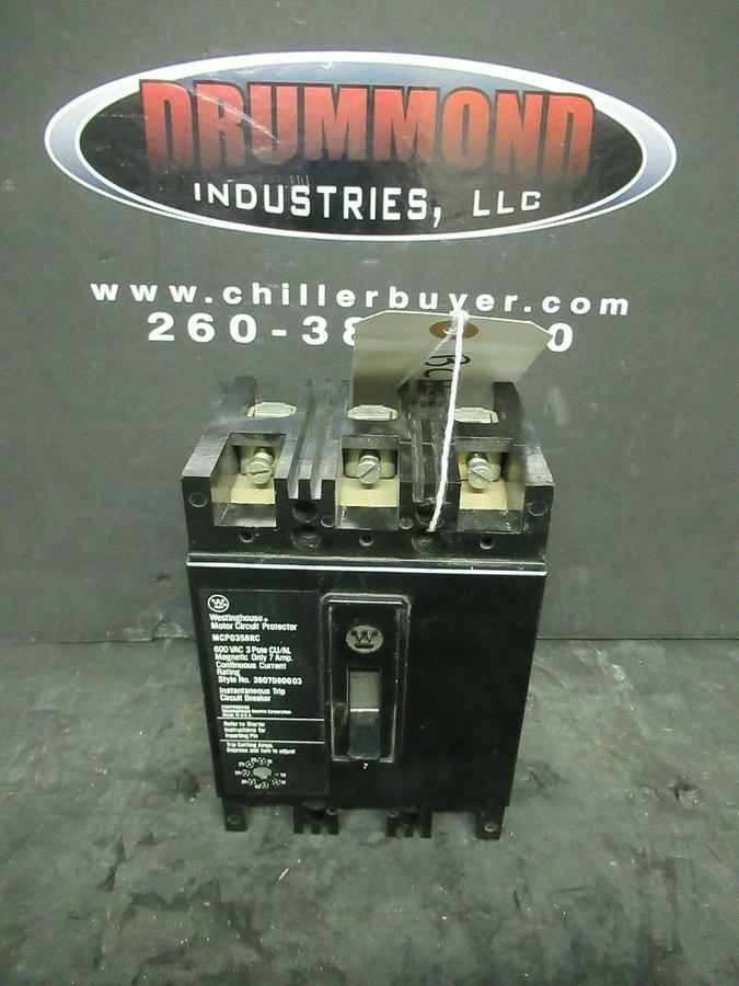 Used 7 AMP WESTINGHOUSE BREAKER MCP0358RC 600 VAC 3-POLE **WARRANTY INCLUDED!**