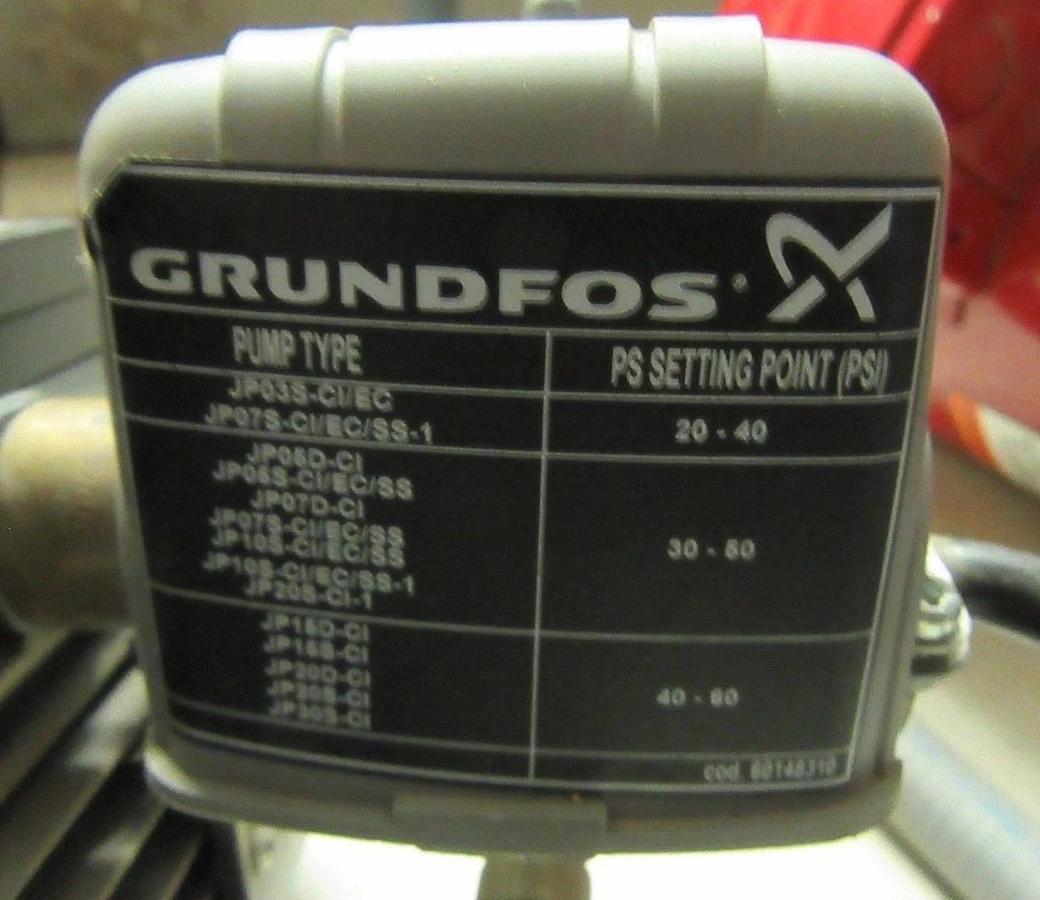 Used GRUNDFOS JP05S-SS JET PUMP STAINLESS 115/230 VAC 1 PH 1/2 HP 1" OUT 3R 15 GPM