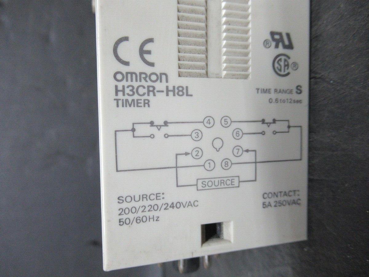 Used OMRON TIMER H3CR-H8L 200-240 VAC 5 AMP 0.6-12 SECOND **WARRANTY INCLUDED**