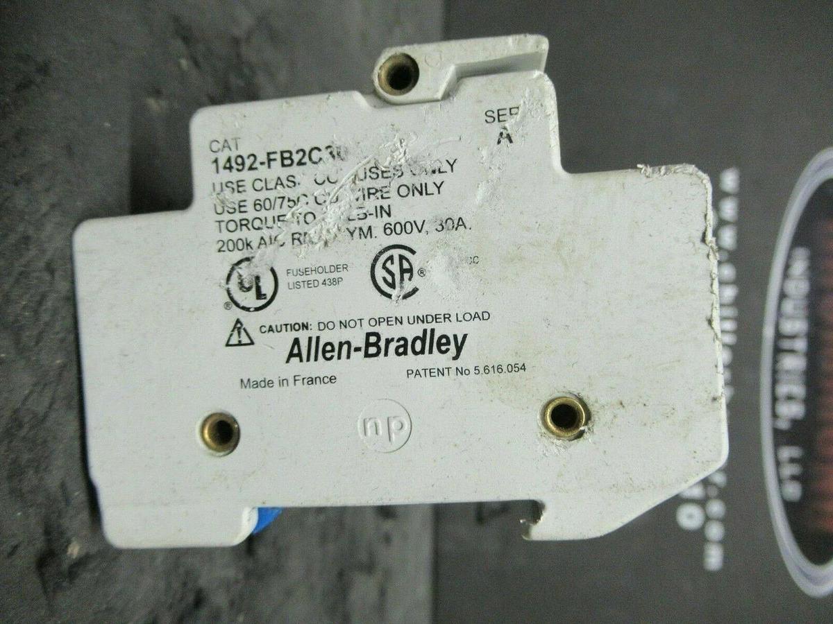 Used ALLEN BRADLEY FUSE HOLDER 1492-FB2C30 SER. A CLASS: CC AMP: 30 VOLT: 600