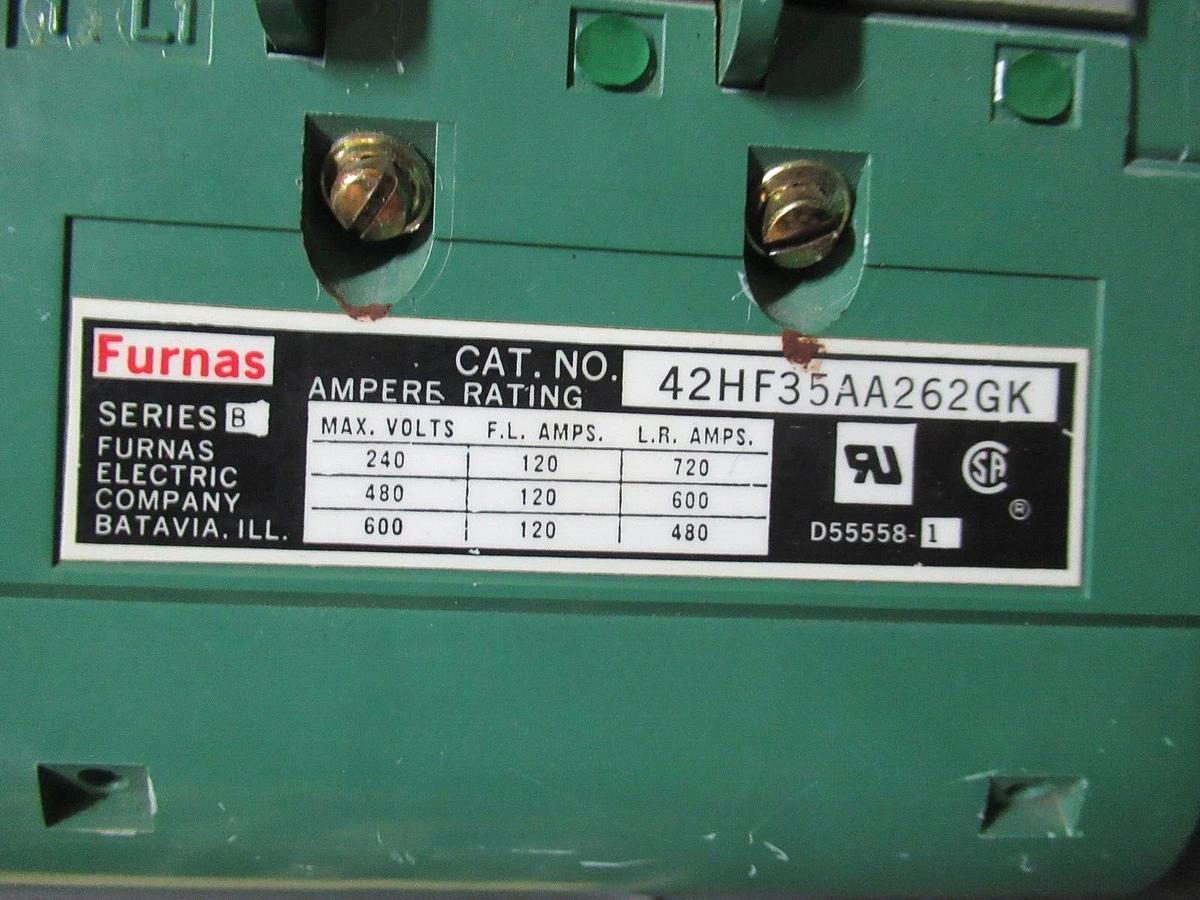 Used FURNAS CONTACTOR 42HF32AA262GK SER. B 600V 120 AMP COIL: 110/120 OR 220/240 VOLT