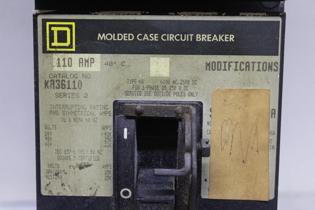 Used SQUARE D I-LINE CIRCUIT BREAKER FA36020 20 AMP 600 VAC 3-POLE