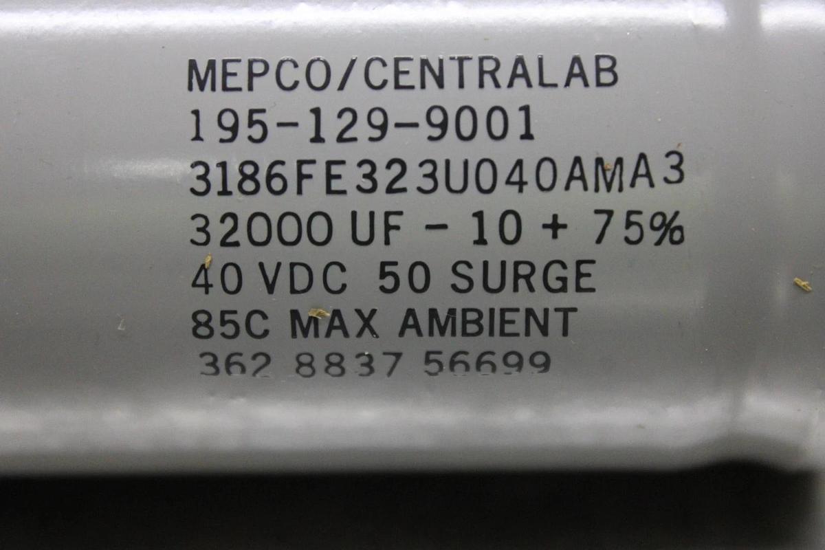 NIB MEPCO CENTRALAB CAPACITOR 3186FE323U040AMA3 32000 uF -10% +75% 40 VDC