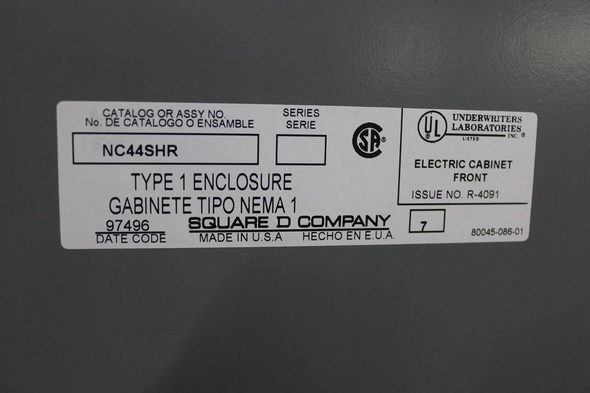 Used SQUARE D TYPE 1 NF MLO SERVICE PANEL 12106793820080001 250 AMP 42-SLOT 600V